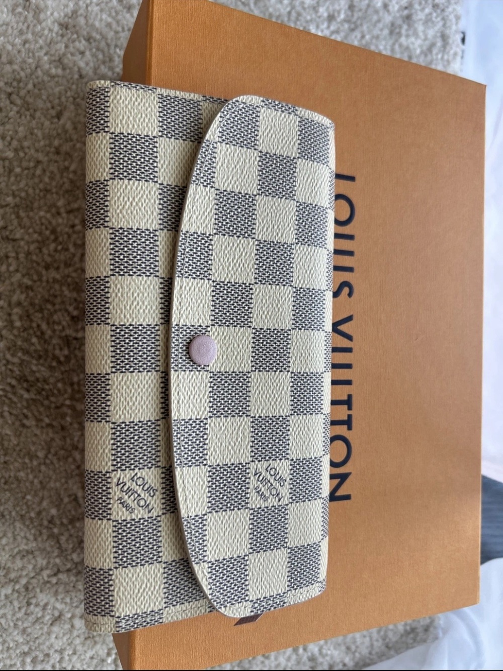 Louis Vuitton Damier Azur Sarah Wallet Pink Interior Authentic BOX NOT INCLUDED